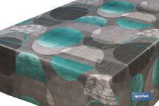 Rollo de hule con diseño de círculos | Mantel de PVC | Medidas: 1,40 x 25 m