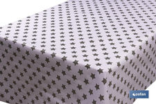 Rollo de hule | Mantel de PVC | Diseño con estrellas | Blanco y gris | Medidas: