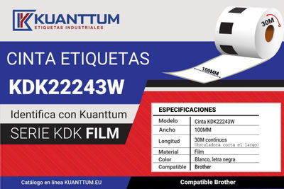 Rollo KDK22243W Etiqueta Film Blanco 100MM x 30M