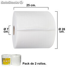 Rollo de papel industrial 2 capas con precorte 350m - pack 2 rollos