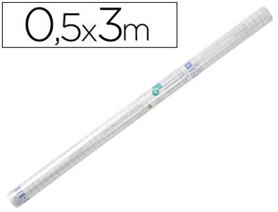 Rollo plastico adhesivo liderpapel 0.50X3 mt. 8O micras forralibros removible