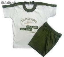 Ropa para bebés - conjunto de bebé, remera combinada en hombros, bordado central