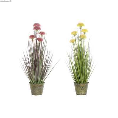 Roślina Dekoracyjna DKD Home Decor 30 x 30 x 78 cm Różowy Metal Żółty PVC (2 Szt