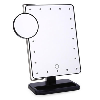 Rotatable Folding Table 20 LED Lamp Cosmetic Mirror - Black
