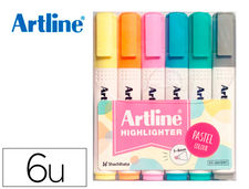 Rotulador artline fluorescente ek-660 colores pastel bolsa de 6 unidades colores