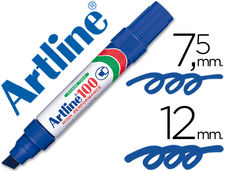 Rotulador artline marcador permanente 100 azul -punta biselada