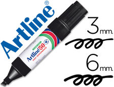 Rotulador artline marcador permanente ek-50 negro punta biselada 6 mm papel