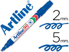 Rotulador artline marcador permanente ek-90 azul punta biselada 5 mm papel metal