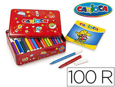 Rotulador carioca color kit caja metalica de 100 unidades surtidas + album