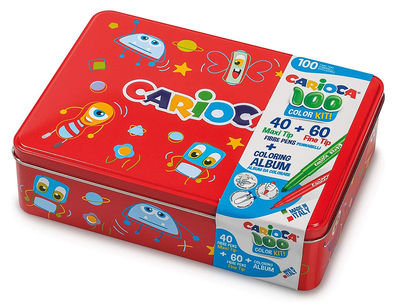Rotulador carioca color kit caja metalica de 100 unidades surtidas + album - Foto 2