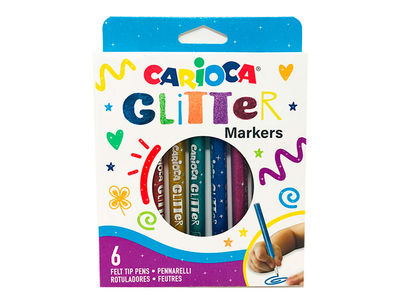 Rotulador carioca glitter purpurina punta 1 mm caja de 6 unidades colores - Foto 2