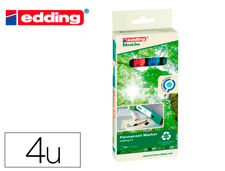 Rotulador edding 21 marcador permanente ecoline 90% reciclado bolsa 4 colores
