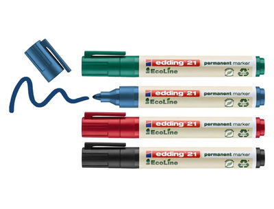 Rotulador edding 21 marcador permanente ecoline 90% reciclado bolsa 4 colores - Foto 2