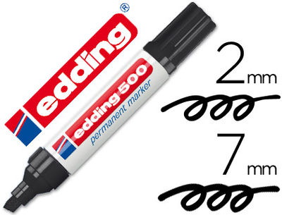 Rotulador edding marcador permanente 500 negro -punta biselada 7 mm