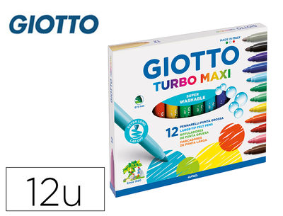 Rotulador giotto turbo-maxi caja de 12 colores lavables con punta bloqueada