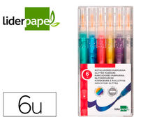 Rotulador liderpapel efecto purpurina metalizada punta reversible en colores