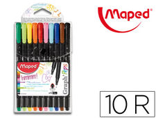 Rotulador maped punta de metal graph peps fine liner estuche de 10 colores