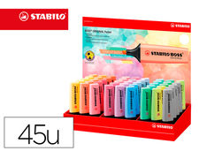 Rotulador stabilo boss fluorescente 70 pastel expositor de 45 unidades colores