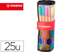 Rotulador stabilo punta de fibra point 88 art estuche rollerset de 25 unidades