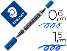 Rotulador staedtler lumocolor permanente duo 348 azul punta f 0,6 mm punta m 1,5