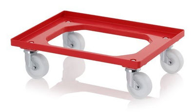 Roulbac - Chariot porte bac 620x420x100 mm roues mobiles polyamide - rouge
