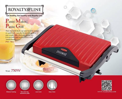 Royalty Line PM-750.1; Panini Grill 750W Rouge