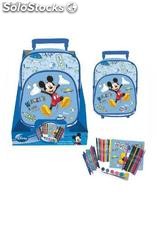 sac d&#39;école avec des roues ainsi que le kit de coloration Mickey Disney