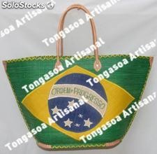 Sac de plage et cabas motif drapeau brésilien