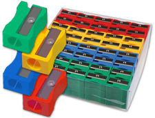 Sacapuntas plastico liderpapel 80664 1 uso caja de 120 unidades colores surtidos