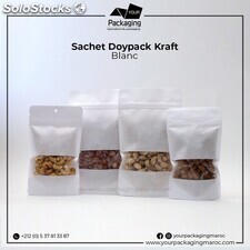 Sachet doypack kraft blanc 11 x 18,5 x 3,5cm