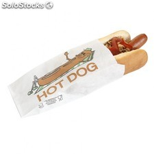 Sachet &quot;hot dog&quot; 41 g/ M2 7+5x18 cm blanc parch.ingraissable