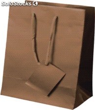 Sacos de papel impressos com asa de cordão e etiqueta 10x15x7 cm