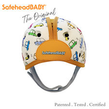 SafeheadBABY - Soft Helmet for Babies Learning to Walk - Cars Orange