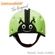 SafeheadBABY - Soft Helmet for Babies Learning to Walk - Ladybird Green