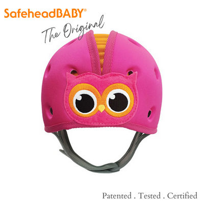 SafeheadBABY - Soft Helmet for Babies Learning to Walk - Owl Pink Orange