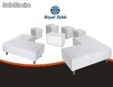 Sala lounge: Paquete 2 sillones, 4 puff y cubo. Mobiliario Royal table
