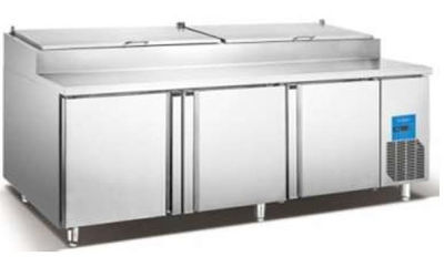 Saladette réfrigérée 3 portes avec couvercle pour cuves 180X70X107