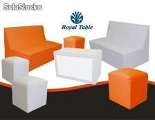 Salas Lounge: paquete 2 sillones, 4 puffs y 1 mesa: Royal table