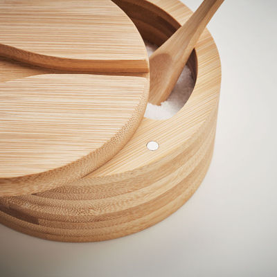 Salero y pimentero de bambú con cuchara incorporada. - Foto 2