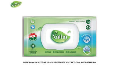 Salviettine Natha Bio 72pz igienizzante alcolico con antibatterico