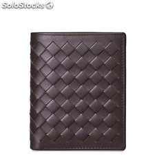 SAMMONS Milan king series top grain cowhide leather manual weaving short wallet