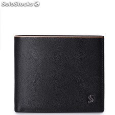 SAMMONS Nietzsche series top grain Leather thin grain short length wallet short