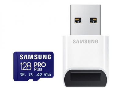 Samsung pro Plus microSD Card 128GB + usb Card Reader (2023) mb-MD128SB/ww