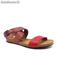Sandale en cuir bordeaux marque pastelle chaussure