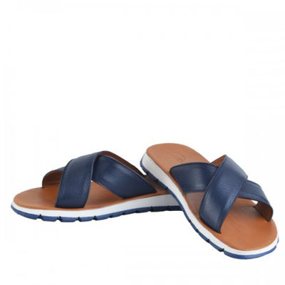 Sandales 100% cuir extra-confortable pour homme bleu - Photo 2