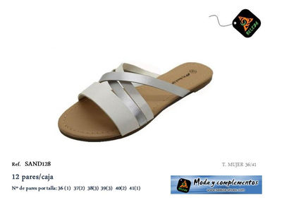 Sandales bicolores blanc/argent pour femme