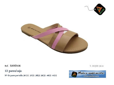 Sandales bicolores rose/beige pour femme