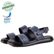 Sandales confortables 100% cuir bleu
