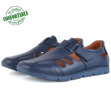 Sandales confortables 100% cuir bleu lo
