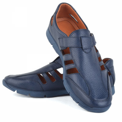 Sandales confortables 100% cuir bleu lo - Photo 4